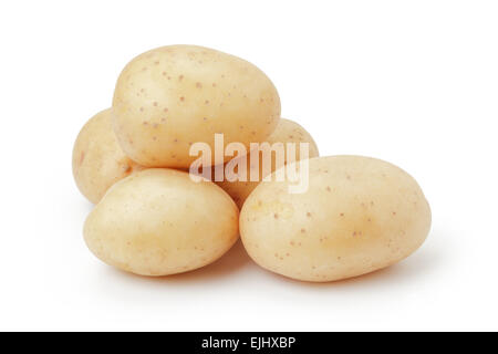 Cumulo di baby patate isolato su bianco Foto Stock