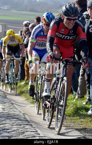 Nelle Fiandre, in Belgio. 27 Mar, 2015. UCI tour in bicicletta. E3 Harelbeke. Van Avermaet Greg di BMC Racing Team Credit: Azione Plus sport/Alamy Live News Foto Stock