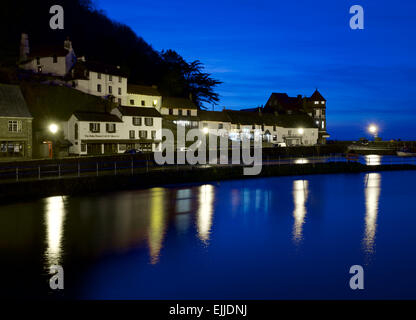 Lynmouth, Devon, di notte, England Regno Unito Foto Stock