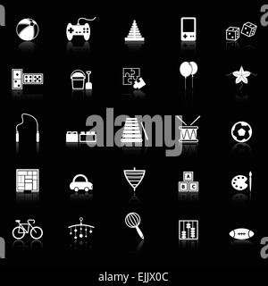 Giocattolo con icone di riflettere su sfondo nero, vettore di stock Illustrazione Vettoriale