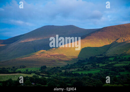 Luce della Sera sulle pendici delle montagne Galtee, nella contea di Tipperary, Irlanda. Foto Stock