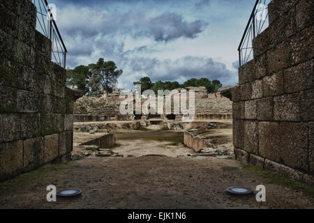 L'anfiteatro di Merida, è stato costruito nella colonia romana di Emerita Augusta da Ottavio Augusto. Questo edificio è stato destinato fo Foto Stock