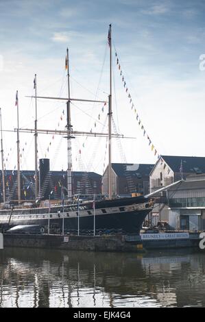 Brunel SS Gran Bretagna - il primo al mondo a vapore nave passeggeri, ora un museo in bacino di carenaggio, centro città di Bristol, Inghilterra Foto Stock