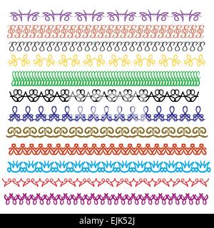 Illustrazione colorata con punti di cucitura su sfondo bianco Foto Stock