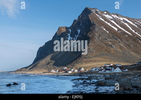 Norvegia Nordland, isole Lofoten, Vikten village Foto Stock