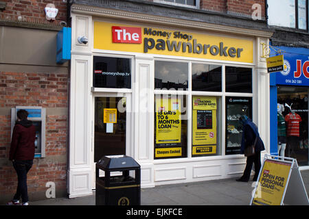 Il denaro Shop pawnbroker, Leicester city centre, leicestershire, Regno Unito Foto Stock