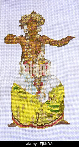 Il governo dello Sri Lanka ricami a mano e Cross-Stitch tradizionale ballerino Kandyan Foto Stock