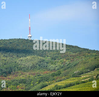 La torre della televisione sulla cima della montagna Foto Stock
