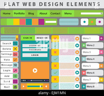 Web Design elementi, pulsanti, icone Foto Stock