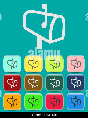 Mailbox con lettere icona - variazioni di colore Foto Stock