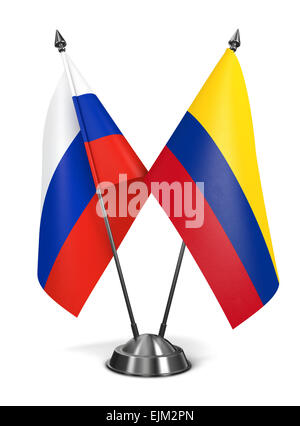 La Russia e la Colombia - Bandiere in miniatura. Foto Stock