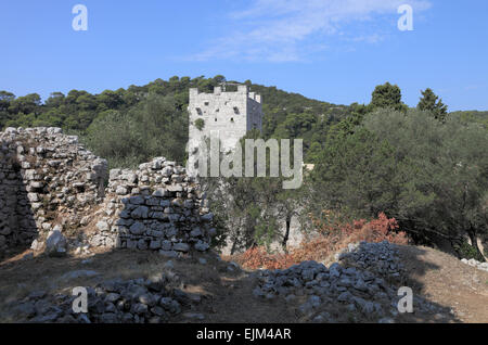 Isola di Mljet Croazia Monastero Benedettino di Santa Maria in un'isola nel sale laghi, Veliko e Malo Jezero Foto Stock