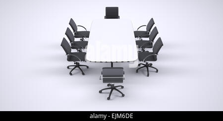 Grande tavolo da conferenza e di nero di otto sedie per ufficio Foto Stock