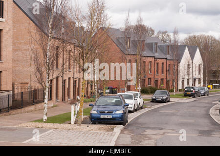 Nuove case costruite in Shropshire new town di Telford, nel villaggio di Lawley sviluppo. Regno Unito Foto Stock