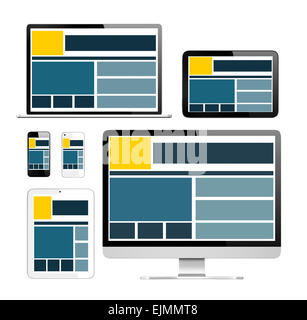 Dispositivi digitali collezione tridimensionale Internet elettronico Concept Foto Stock