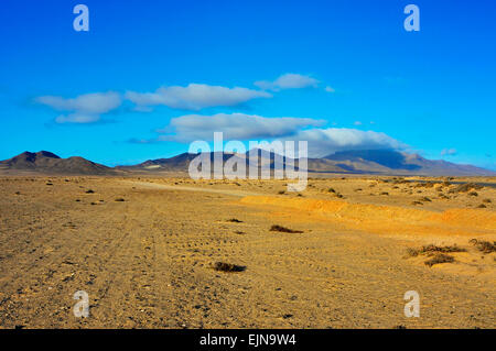 Il paesaggio del deserto in Jandia Parco naturale in Fuerteventura, Isole Canarie, Spagna Foto Stock