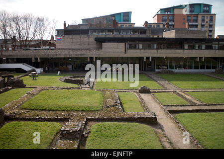Le terme romane di fondazioni e Jewry Wall Museum, Leicester, Regno Unito Foto Stock