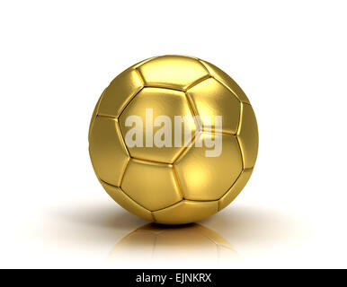 Oro Pallone da calcio isolati su sfondo bianco Foto Stock