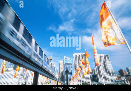 Darling Harbour monorail Sydney New South Wales AUSTRALIA Foto Stock