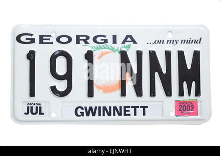 Stati Uniti la targa Gwinnett County Georgia sulla mia mente Luglio 2002 Foto Stock