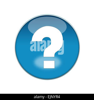 Pulsante, blu, bianco, domanda posta, chi, push notification, riflessione, cerchio, nuovo, sfondo, perché chiedere, rispondere, aiuto, Foto Stock