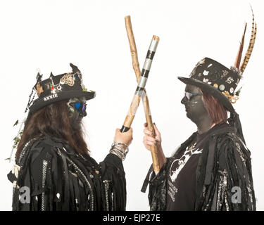 Morris ballerine alla Hastings Jack tradizionale nel Festival Verdi. East Sussex. In Inghilterra. Regno Unito Foto Stock