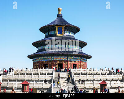 Cina, Pechino, Tempio del Paradiso (Tian Tan), sito Patrimonio Mondiale dell'UNESCO, la sala di preghiera per i buoni raccolti Foto Stock