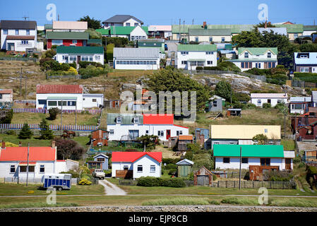 Case colorate Port Stanley nelle isole Falkland Foto Stock