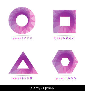 Vettore aziendale modello di logo di rosa piazza cirle triangolo icona esagonale Foto Stock