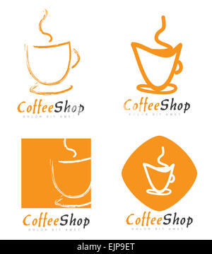 Vector logo design di una tazza di caffè icona per il branding o negozio Foto Stock