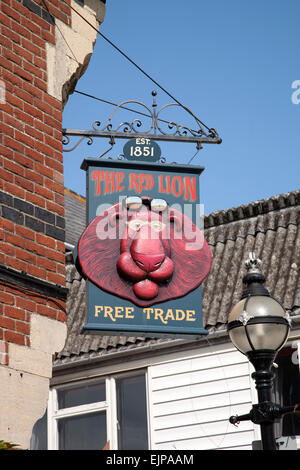 Pub Red Lion segno, Hope Street, Weymouth, Dorest, Inghilterra Foto Stock