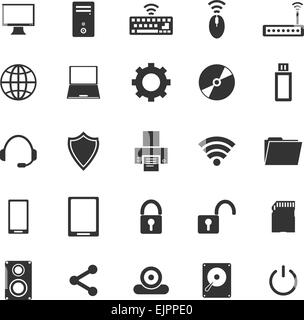 Icone del computer su sfondo bianco, vettore di stock Illustrazione Vettoriale