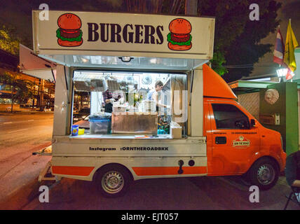 Hamburger cibo carrello, Bangkok, Thailandia Foto Stock