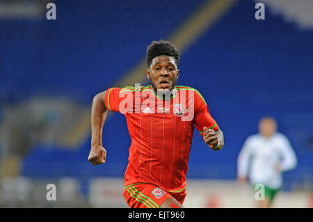 Cardiff, Galles, UK. 31 Mar, 2015. La UEFA Under 21 Qualificatore del campionato - Galles v Bulgaria al Cardiff City Stadium Regno Unito : Ellis Harrison del Galles sotto 21's. Credito: Phil Rees/Alamy Live News Foto Stock