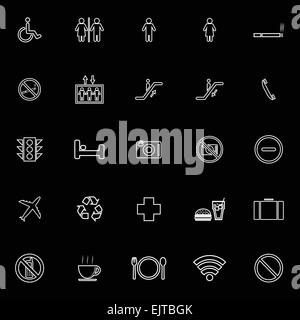 Linea pubblica le icone su sfondo nero, vettore di stock Illustrazione Vettoriale