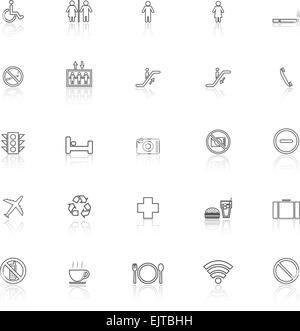 Linea pubblica le icone con il riflettere su sfondo bianco, vettore di stock Illustrazione Vettoriale