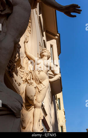 Rilievo femminile sulla facciata Masek House 1908 Old Town, quartiere ebraico, Praga Art Nouveau Repubblica Ceca Europa Foto Stock