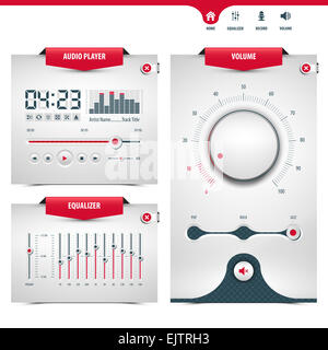 Lettore audio design con controllo di tre pannelli di navigazione Foto Stock