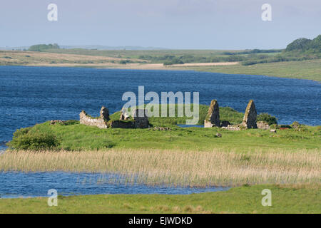 Finlaggan antiche rovine dove signore delle isole aveva sede Foto Stock