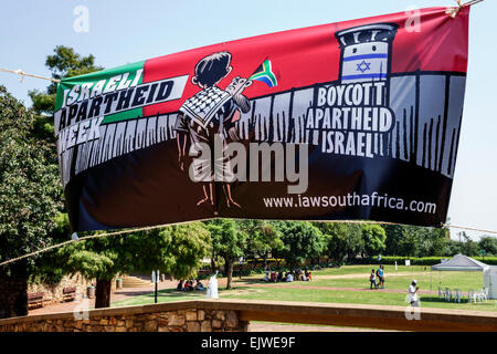 Johannesburg Sud Africa,Braamfontein,wits University,University of the Witwatersrand,istruzione superiore,East Campus,banner,protesta,politica,israeliana A. Foto Stock