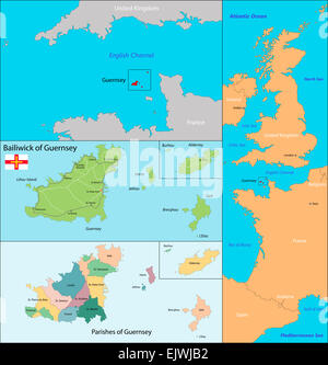 Mappa di Guernsey Foto Stock