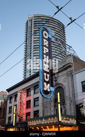 Orpheum Theatre, Granville Street , Vancouver, Canada Foto Stock