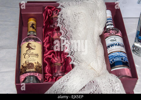 ORENBURG, regione di Orenburg, Russia - 6 February 2015: Vodka dalle steppe Orenburg Foto Stock