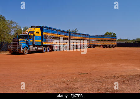 Road train nell'entroterra del Western Australia Foto Stock