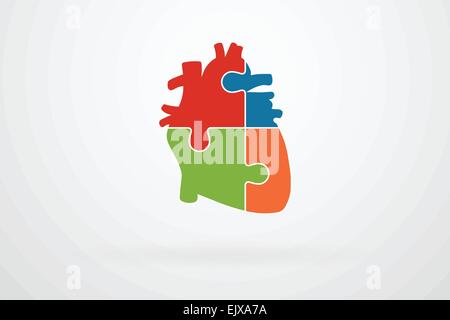 Cuore umano Puzzle pezzi vettore astratto Illustrazione Vettoriale