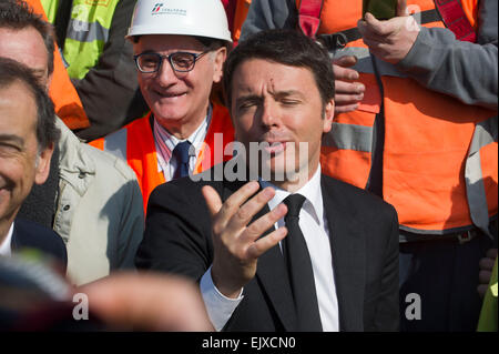 L'Italia. Lombardia. Rho Pero. Il primo ministro Matteo Renzi AD Expo 2015 Giuseppe Sala ministro Maurizio Martina Foto Stock