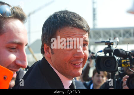 L'Italia. Lombardia. Rho Pero. Il primo ministro Matteo Renzi AD Expo 2015 Giuseppe Sala ministro Maurizio Martina Foto Stock