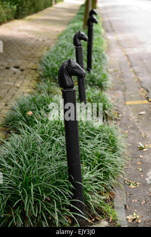 Cavallo post attacco testina del nero ferro icona storica iconico louisiana New Orleans French Quarter influenza spagnola street RM USA Foto Stock