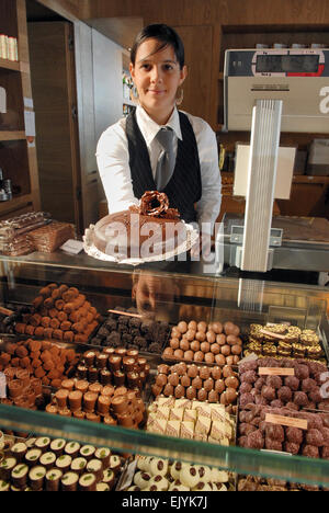 Pasticceria Odone di Torino (Piemonte, Italia), tipica di cioccolatini Foto Stock