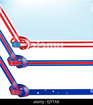 In Australia, Inghilterra e Stati Uniti d'America set bandiera isolato Illustrazione Vettoriale